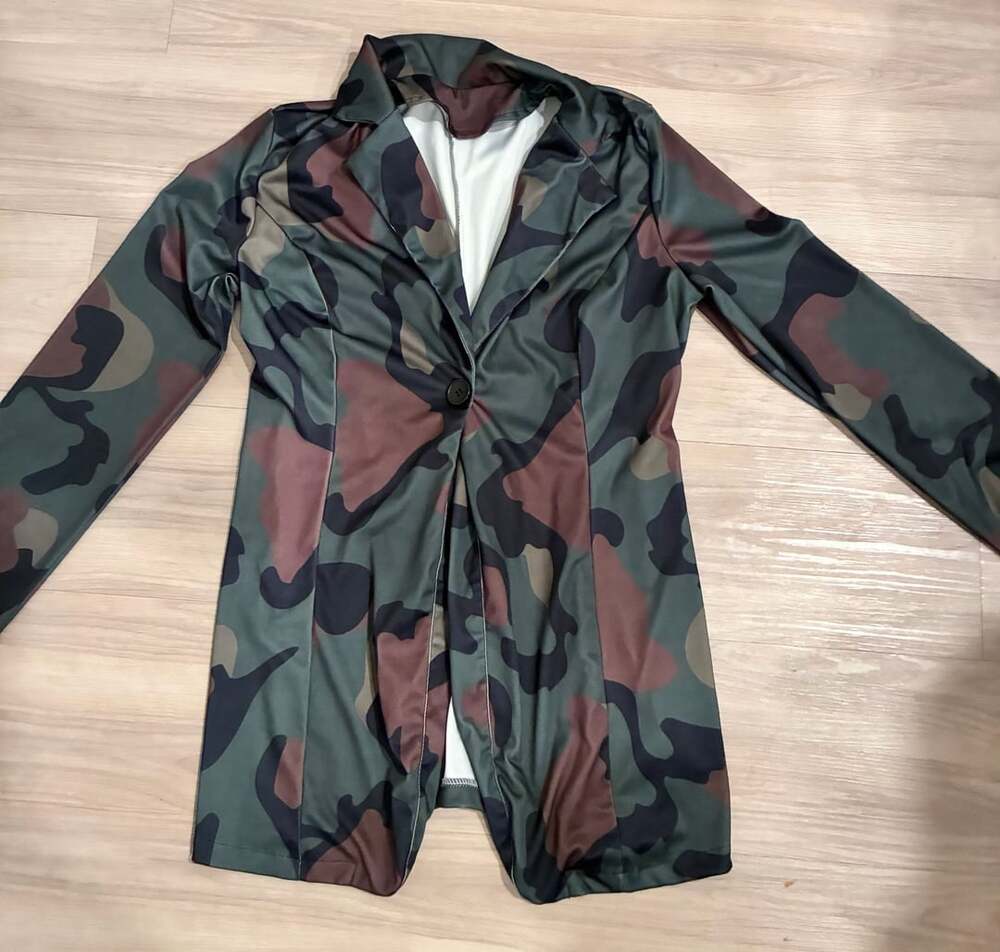 Women's Camouflage Print Single-Button Blazer Jacket